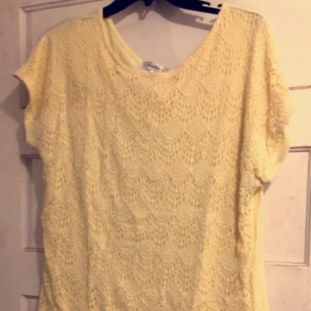 Yellow 1x lace detail top